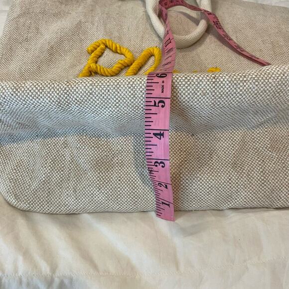 "PLAY" Burlap Tote Lined Women's Natural Sz OS Playful Beachy Seaside Coastal - Picture 6 of 8